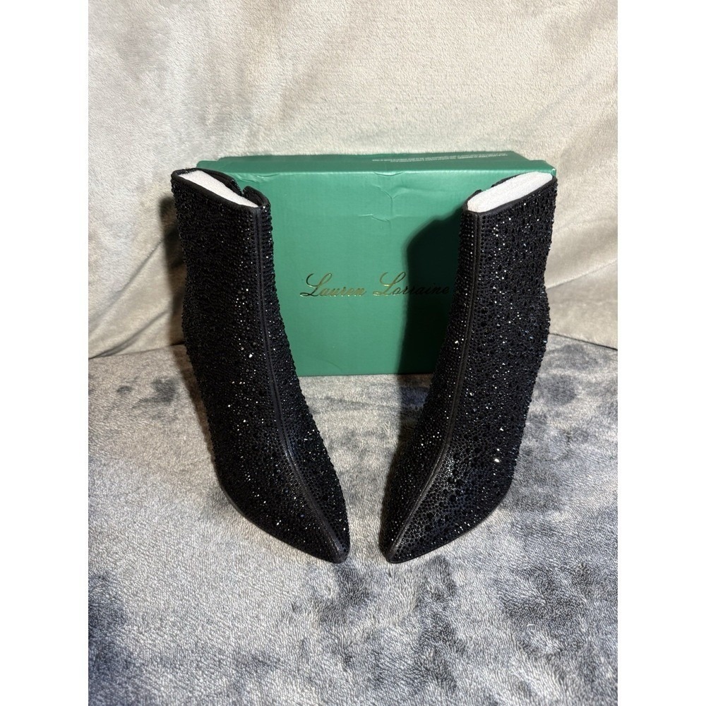 NEW Lauren Lorraine Womens Size 6 Black Rhinestone Jam Ankle Boots